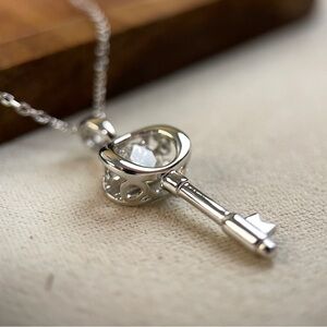 S925 Moissanite Gemstone Love Key Pendant Necklace